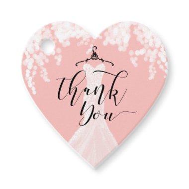 Wedding Dress Bridal Shower White Bokeh Light Pink Favor Tags