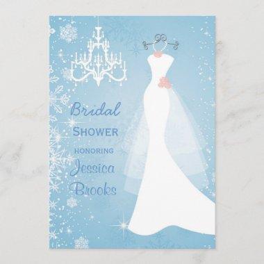 Wedding dress Chandelier Bridal shower Invitations