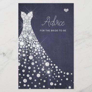 Wedding dress elegant bridal shower advice card