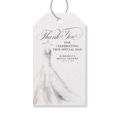 Wedding Dress Elegant Bridal Shower Thank You Gift Tags