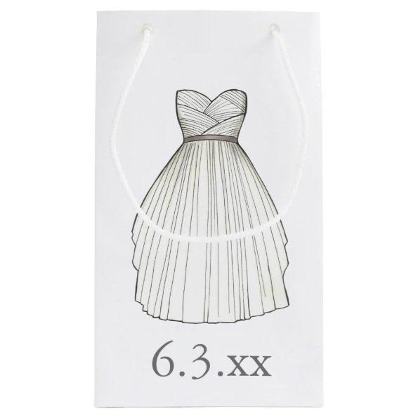 Wedding Dress Gown Bride Bridal Shower Date Small Gift Bag