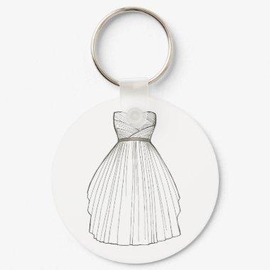 Wedding Dress Gown Bride Bridal Shower Keychain