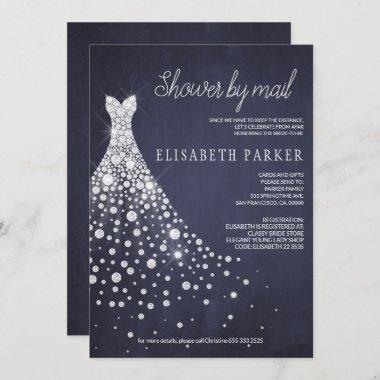 Wedding Dress Navy Blue Chalkboard Shower by Mail Invitations