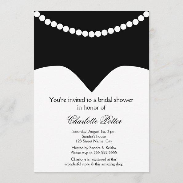 Wedding Dress Pearl Necklace Bridal Shower Invitations