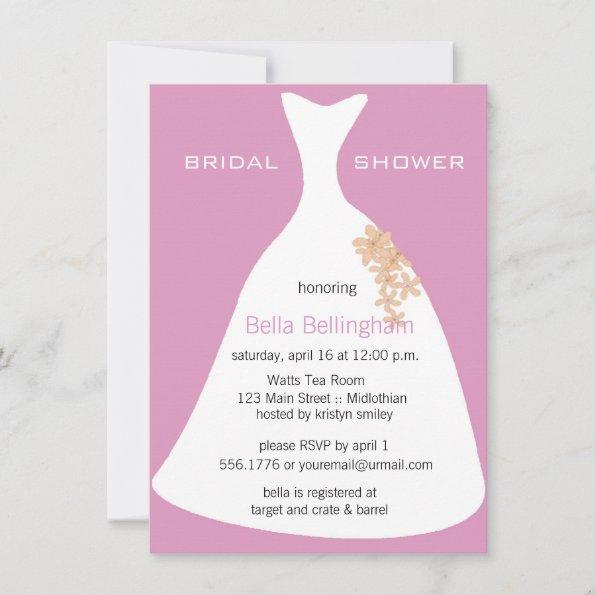 Wedding Dress Pink Bridal Shower Invitations