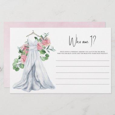 Wedding dress - Who am I Bridal shower game Stationery