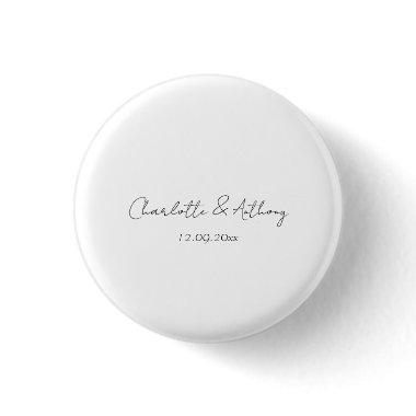 Wedding Elegant Calligraphy Creative Black White Button