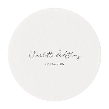 Wedding Elegant Calligraphy Creative Black White Edible Frosting Rounds