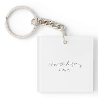 Wedding Elegant Calligraphy Creative Black White Keychain