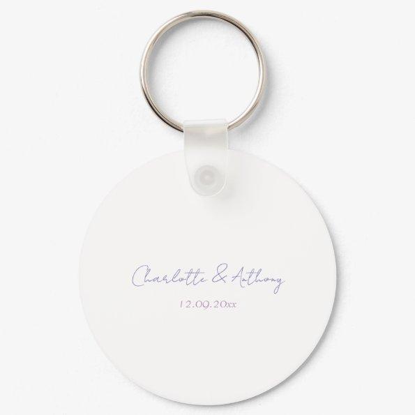 Wedding Elegant Calligraphy Creative Names & Date Keychain