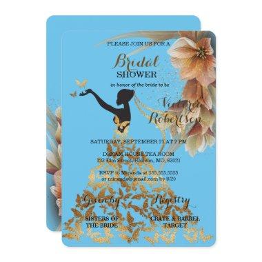 Wedding Elegant Gown Silhouette Bridal Shower Invi Invitations