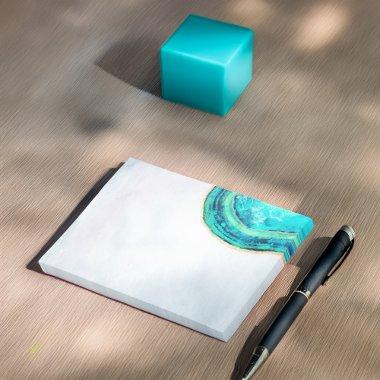 Wedding Elegant Watercolor Teal & Gold Geode Slice Post-it Notes