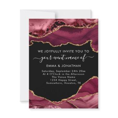 Wedding Event QR Code Burgundy Gold Black