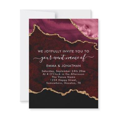 Wedding Event QR Code Burgundy Gold Marsala