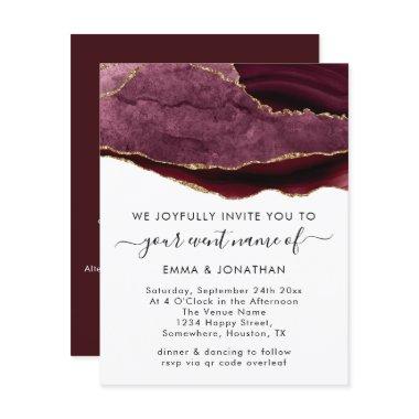 Wedding Event QR Code Burgundy Marsala Gold