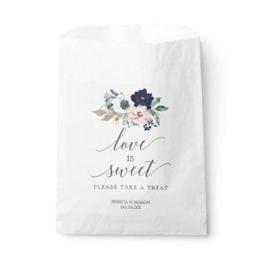 Wedding Favor Bag Love is Sweet Navy Blooms