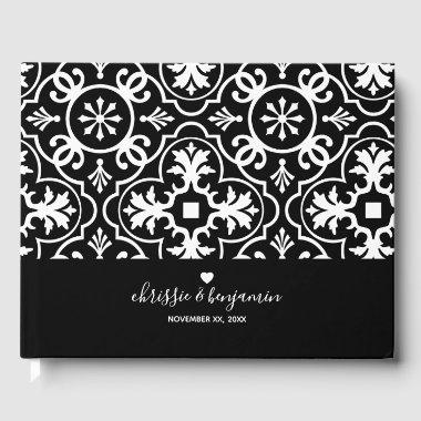 Wedding Favor Custom Bride Groom Date Tile Pattern Guest Book