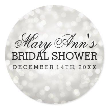Wedding Favor Tag Silver Glitter Lights