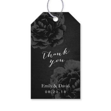 Wedding Favor Tag | Vintage Elegant Black Floral