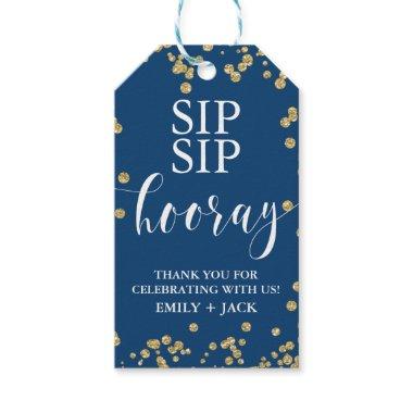 Wedding Favor Tags, Sip Sip Hooray Navy & Gold Gift Tags