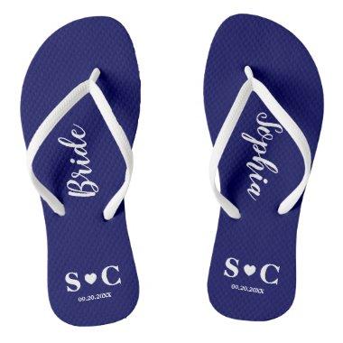 Wedding Flip Flops for Bridal Party, Beach Bride