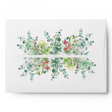 Wedding Floral Elegant Greenery Watercolor Envelope