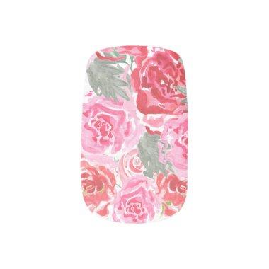 Wedding floral watercolor rose pattern minx nail art