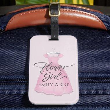 Wedding Flower Girl Pink Girly Gown Calligraphy Luggage Tag