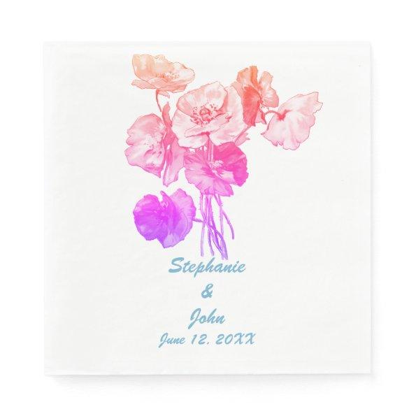 Wedding Flowers Watercolor Floral Poppy Cool Napkins