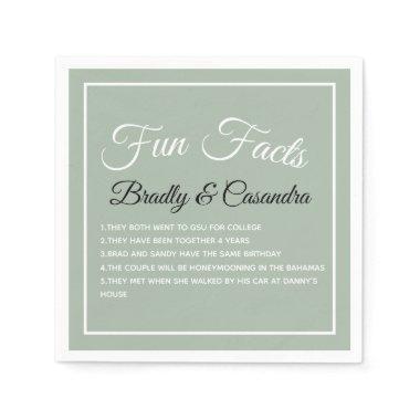 Wedding Fun Fact Solid color Sage green Napkins