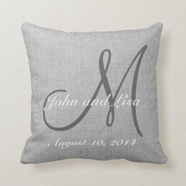 Wedding Gift Monogram Custom Faux Linen Pillow