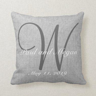 Wedding Gift Monogram Custom Faux Linen Pillow