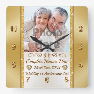 Wedding Gifts for 2nd Marriage or Anniversary Gift Square Wall Clock