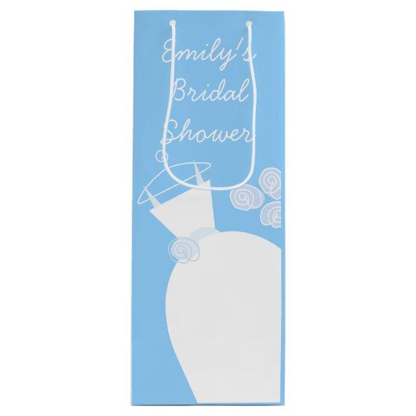 Wedding Gown Blue Bridal Shower wine Wine Gift Bag
