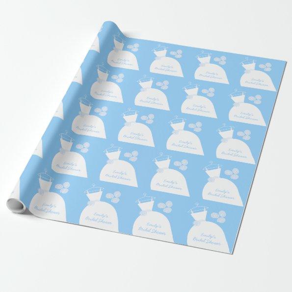 Wedding Gown Blue 'Bridal Shower' wrapping paper