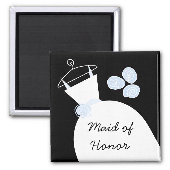 Wedding Gown Blue 'Maid of Honor' black Magnet