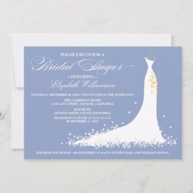 Wedding Gown Bridal Party Invitations (periwinkle)
