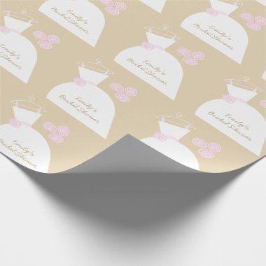 Wedding Gown Pink 'Bridal Shower' beige Wrapping Paper