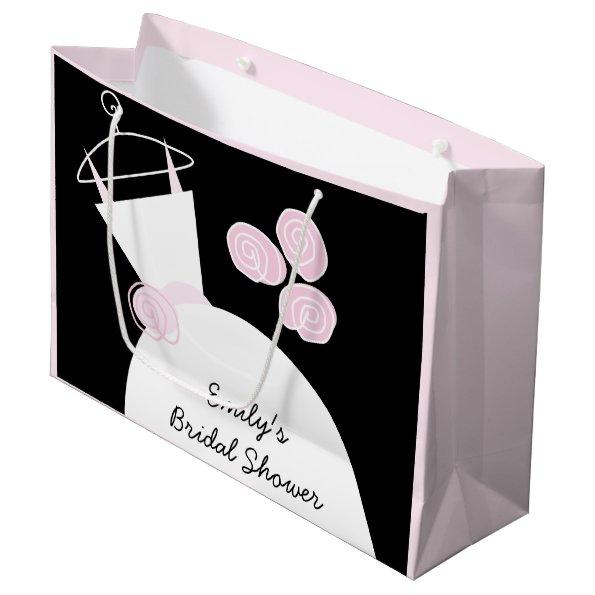 Wedding Gown Pink Bridal Shower black pastel large Large Gift Bag