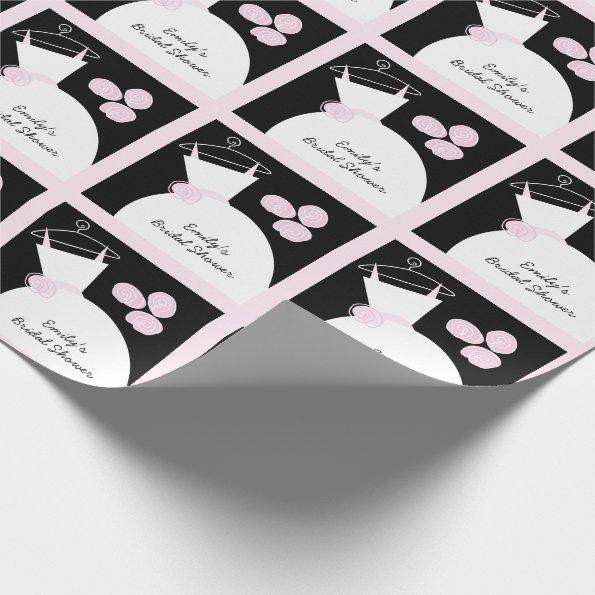 Wedding Gown Pink 'Bridal Shower' black pastel Wrapping Paper