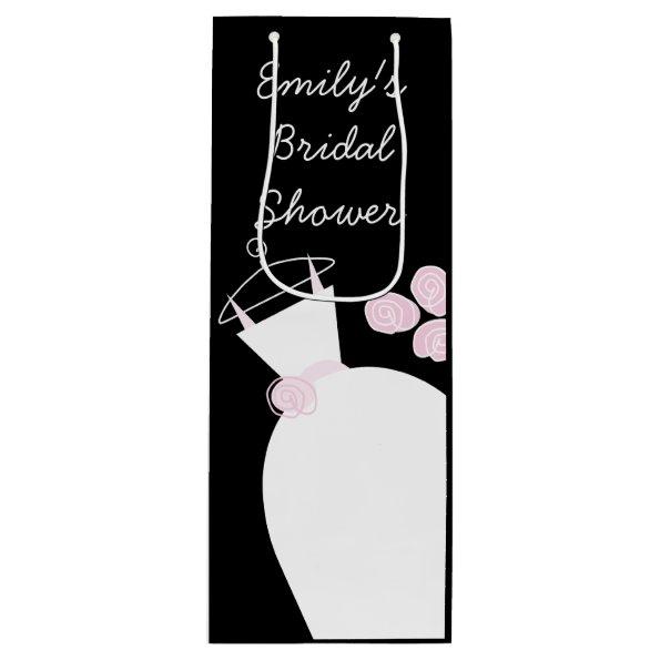 Wedding Gown Pink Bridal Shower black wine Wine Gift Bag