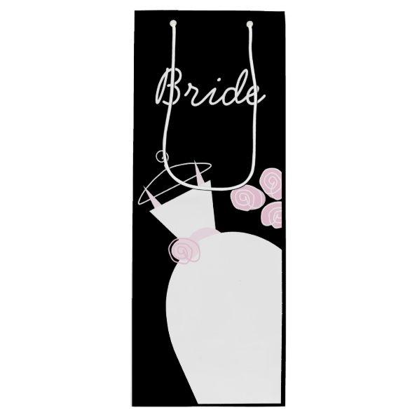 Wedding Gown Pink Bride black wine Wine Gift Bag