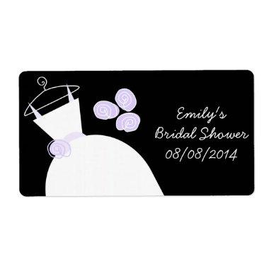 Wedding Gown Purple Bridal Shower black horizontal Label