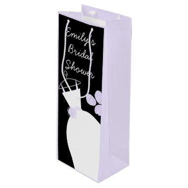 Wedding Gown Purple Bridal Shower black pastel Wine Gift Bag