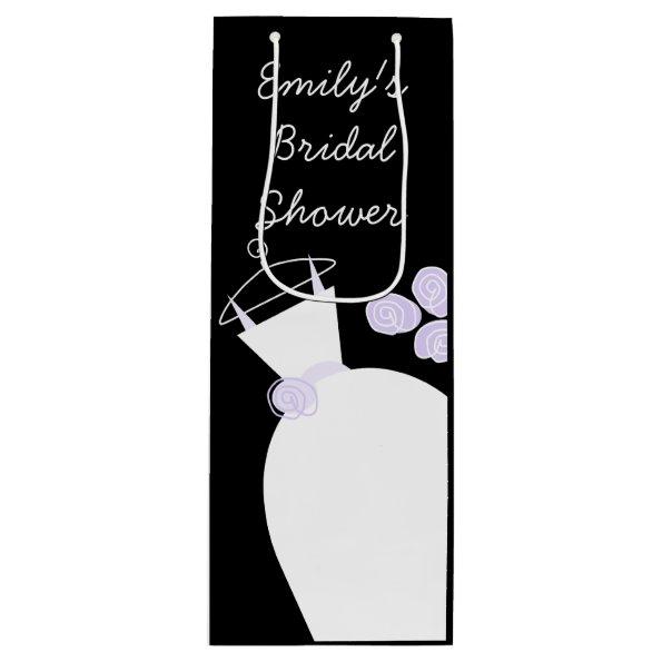 Wedding Gown Purple Bridal Shower black wine Wine Gift Bag