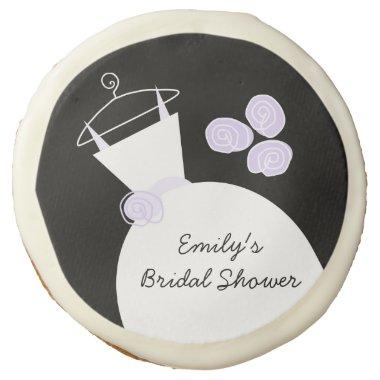 Wedding Gown Purple 'Bridal Shower' cookie black