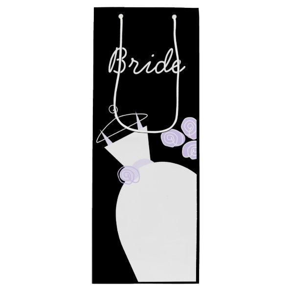 Wedding Gown Purple Bride black wine Wine Gift Bag