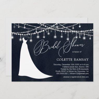 Wedding gown String Lights Bridal Shower Invitations