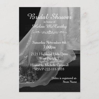 Wedding Gown Train Bridal Shower Invitations