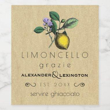 Wedding Guest Favor Limoncello Vintage Label |